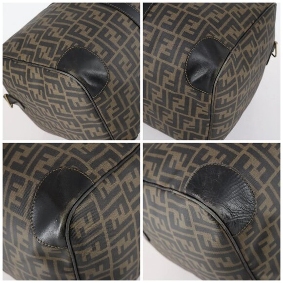 FENDI Zucca Canvas Boston Bag PVC Black Brown Auth 144233 - Picture 14 of 16